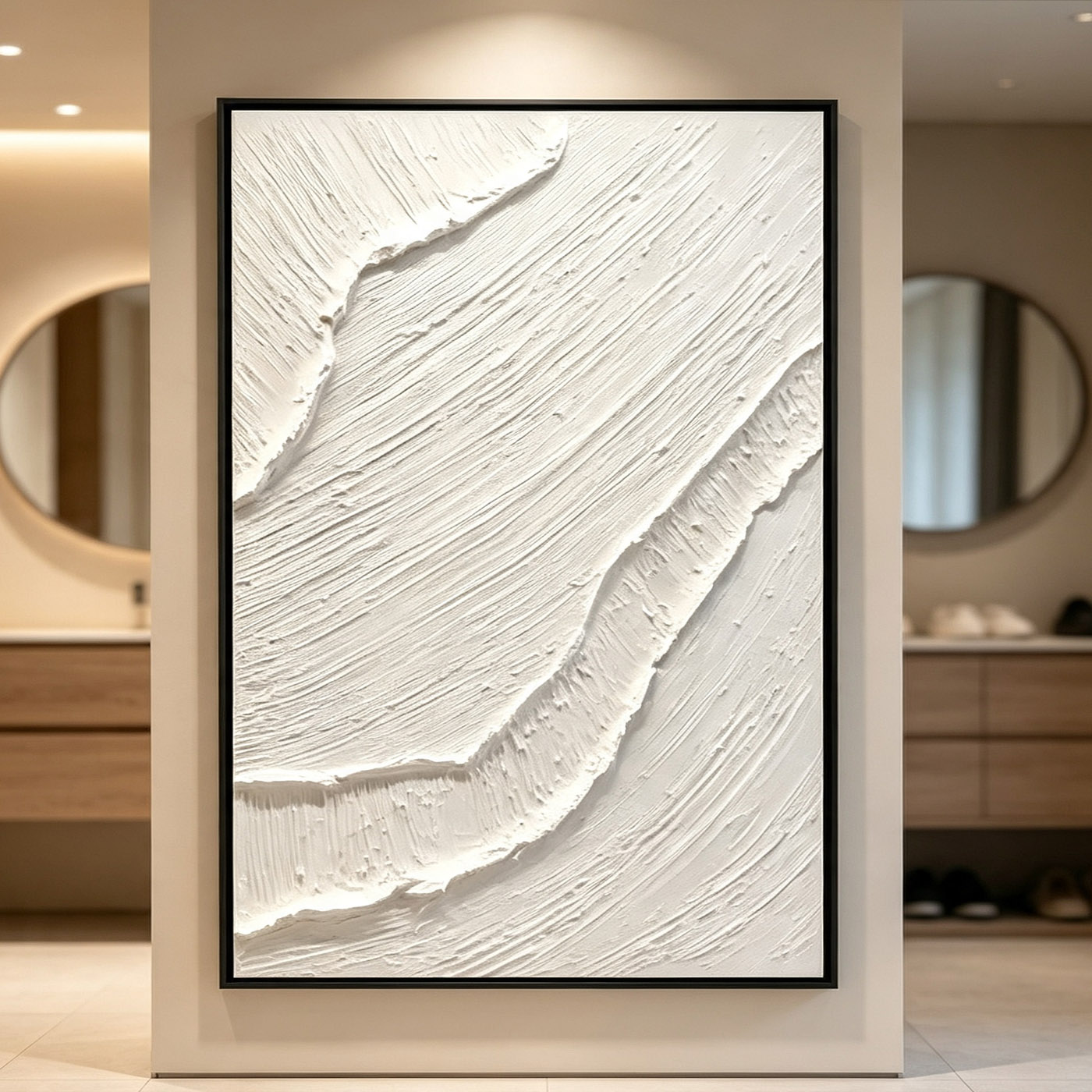 Home Decor White - El Boyaması Beyaz 3D Kalın Dokulu