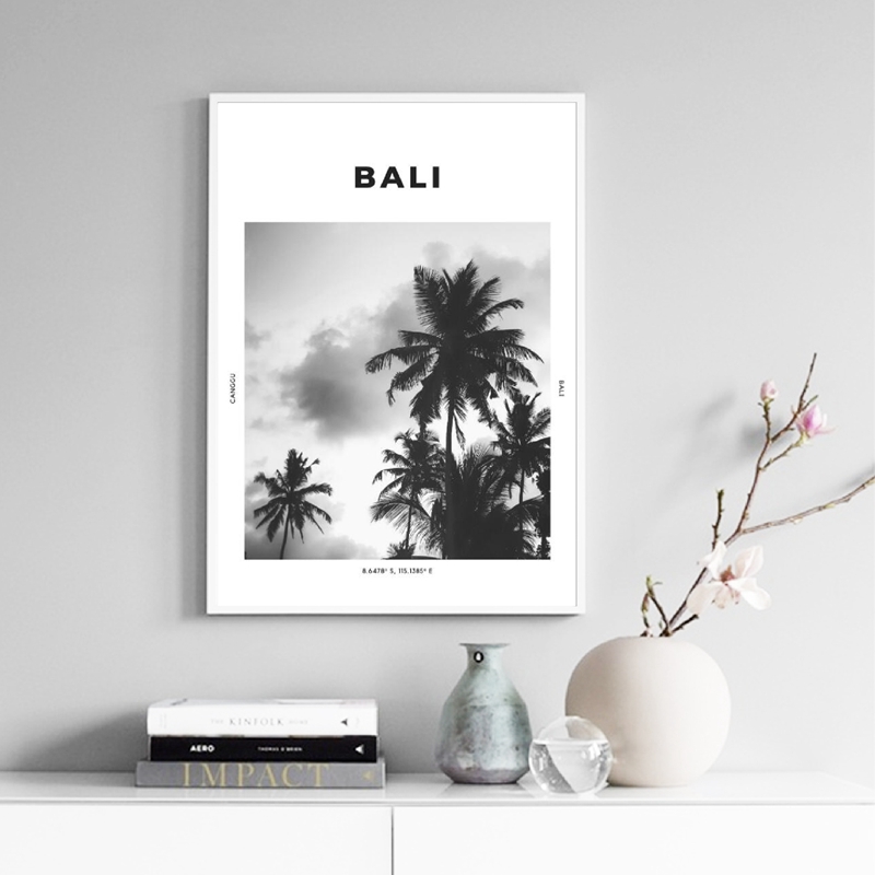 Home Decor Ubud - Bali seyahat baskı siyah beyaz fotoğraf