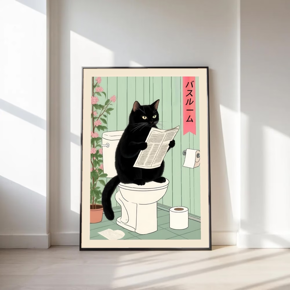Home Decor Nz - Modern, Retro İlginç Tuvalet Kedi Duvar