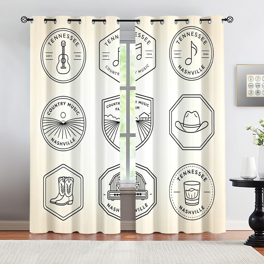 Home Decor White - Tennessee Country Müzik Temalı Perdeler, Nashville