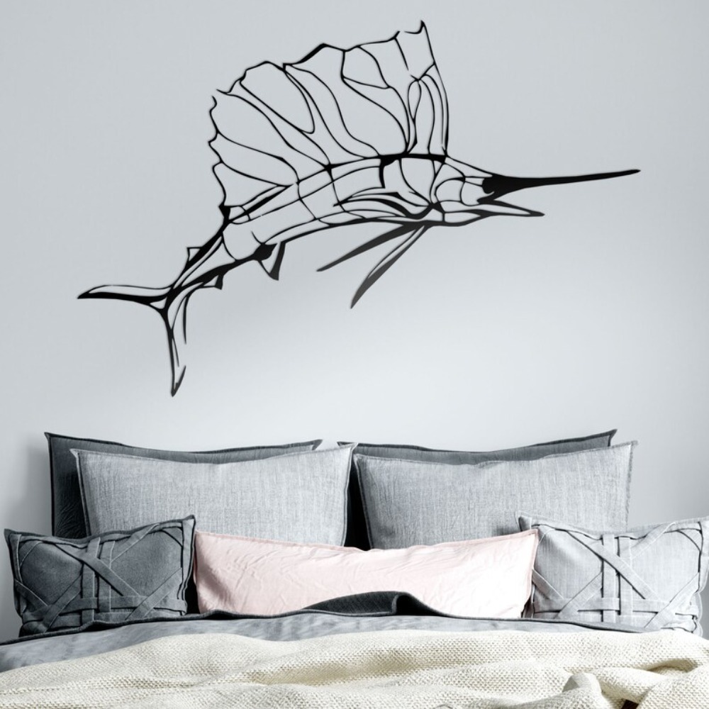 Home Decor Nautical - Kılıç Balığı Deniz Temalı Metal Duvar