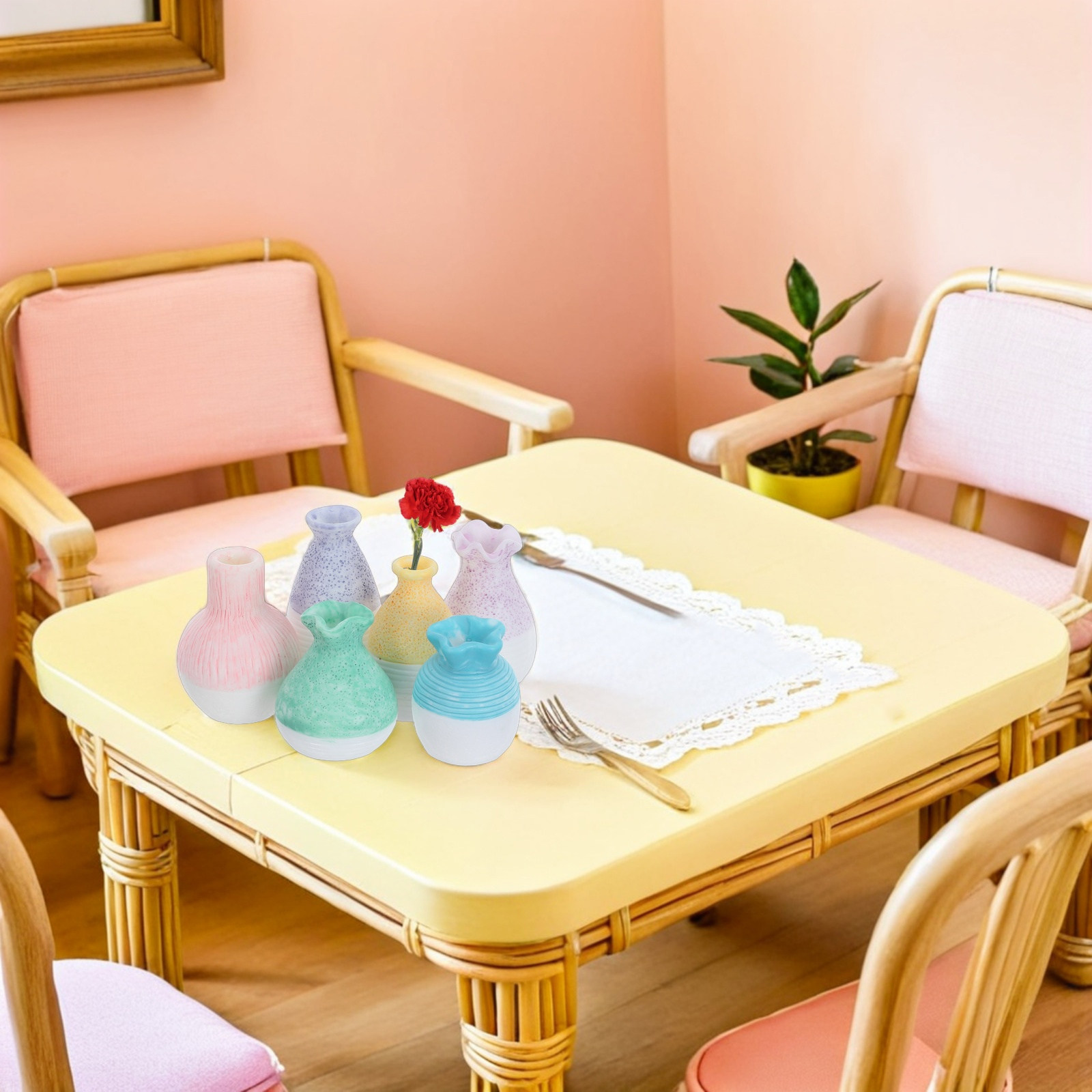 Home Decor Resin - 6 Adet Minyatür Vazo Reçine Mikro
