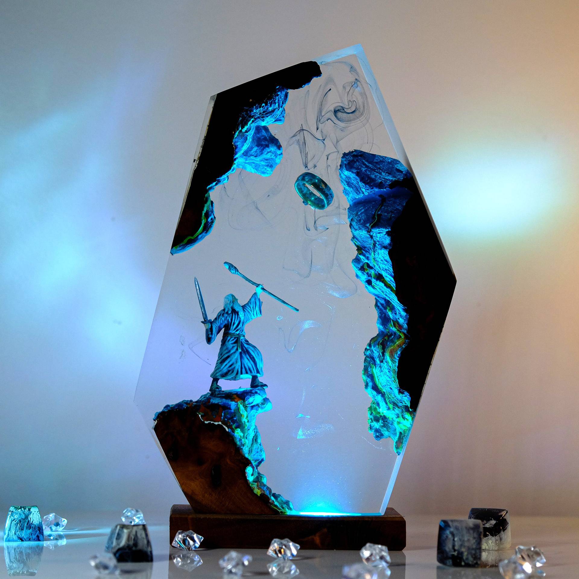 Home Decor Resin - Film Sahnesi Figürü Masa Reçine Lambası