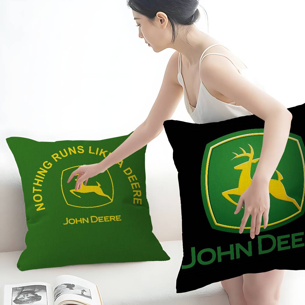 Home Decor Logo Design - J-John-Deere Logo Akçaağaç Tasarımlı Minder Örtüsü