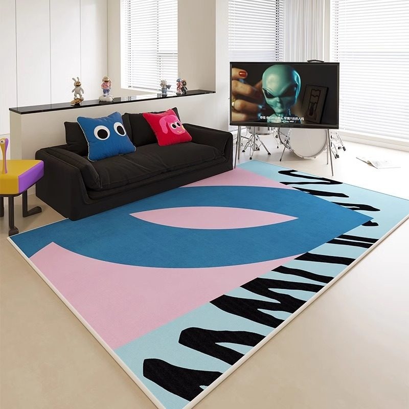 Home Decor Ig - Soyut Renk Bloklu Baskılı Oturma Odası