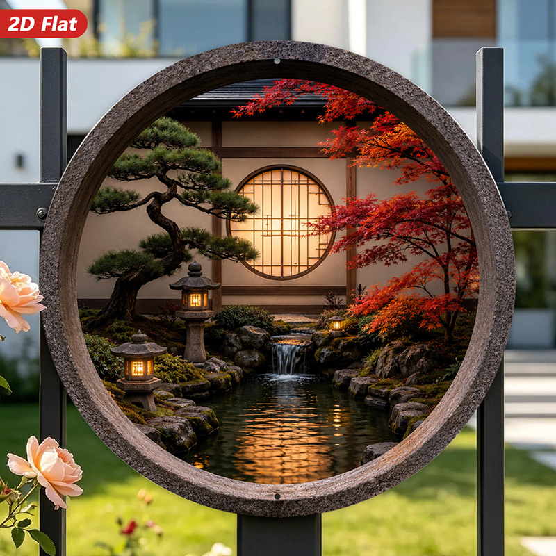 Home Decor Garden Ideas - 2D Düz, 1 adet Yuvarlak Metal