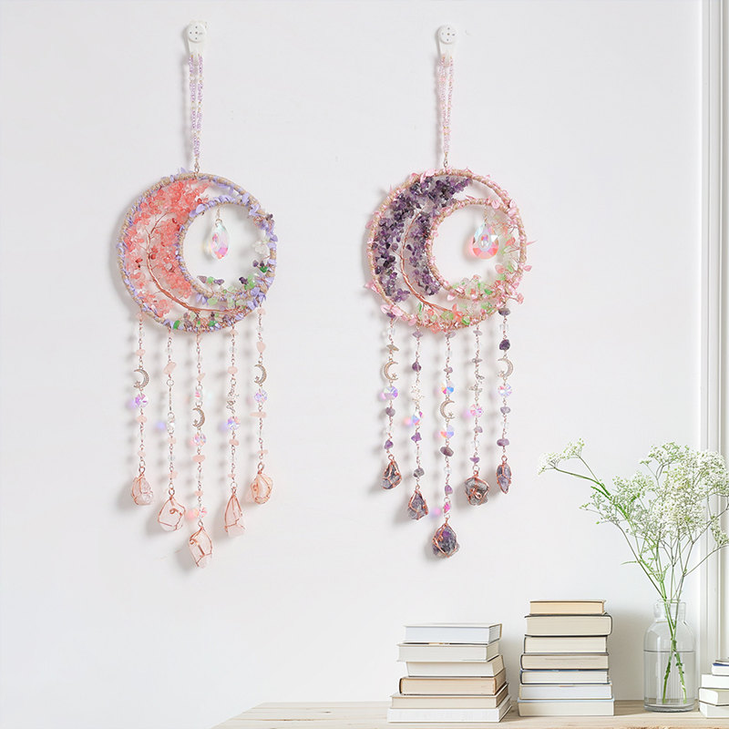 Boho Wind Chimes - Kristal Mor Ametist Kuvars Hayat Ağacı