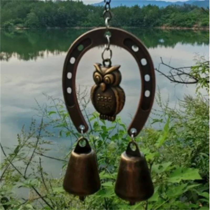 Boho Wind Chimes - Şanslı At Nalı Rüzgar Çanı, Baykuş