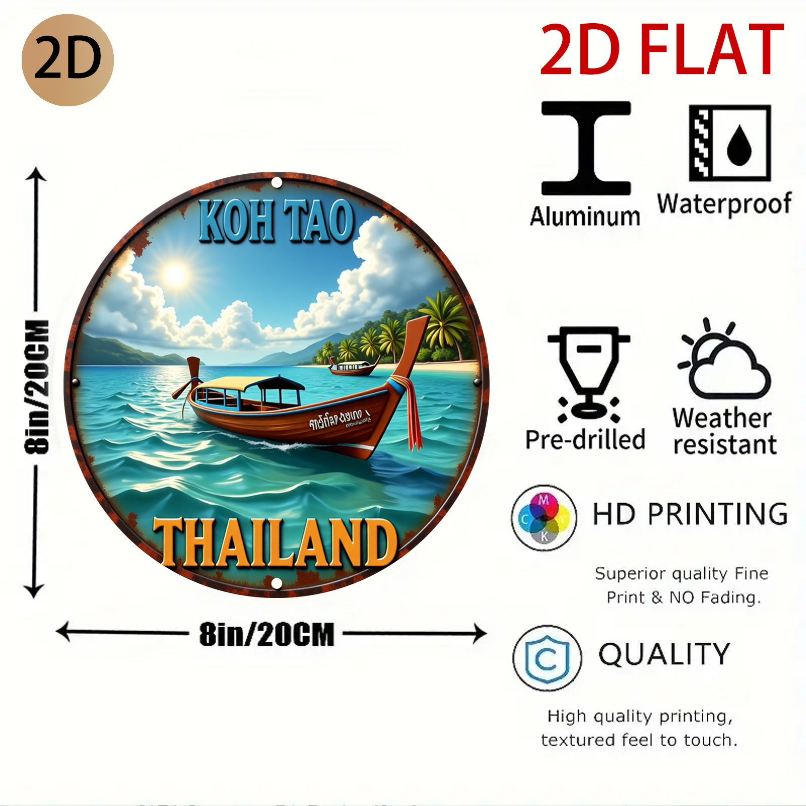 2D Düz Dairesel Koh Tao Taylan - Home Decor Logo Design incelemesi ve fiyatı