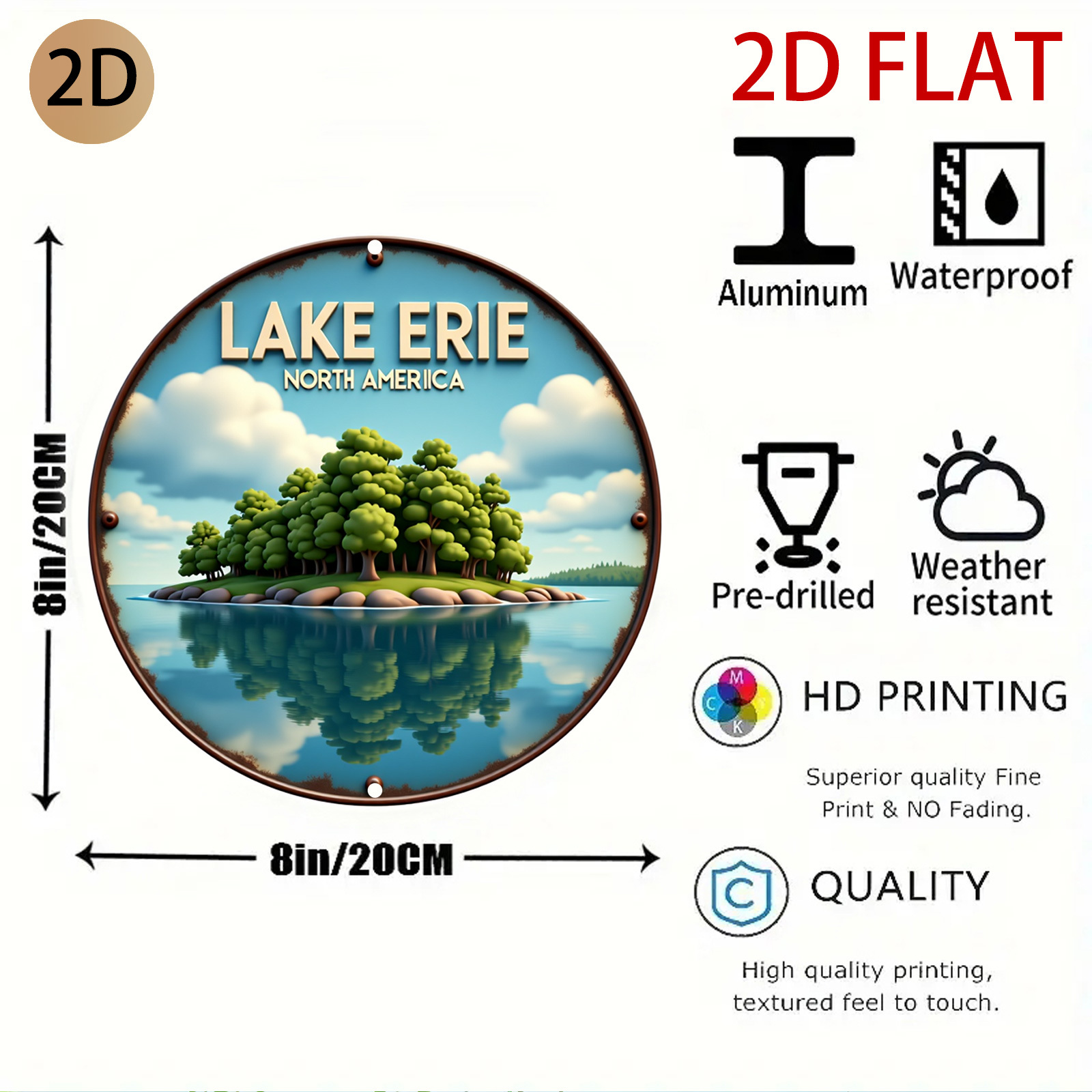2D Düz Dairesel Erie Gölü Logo - Home Decor Logo Design incelemesi ve fiyatı