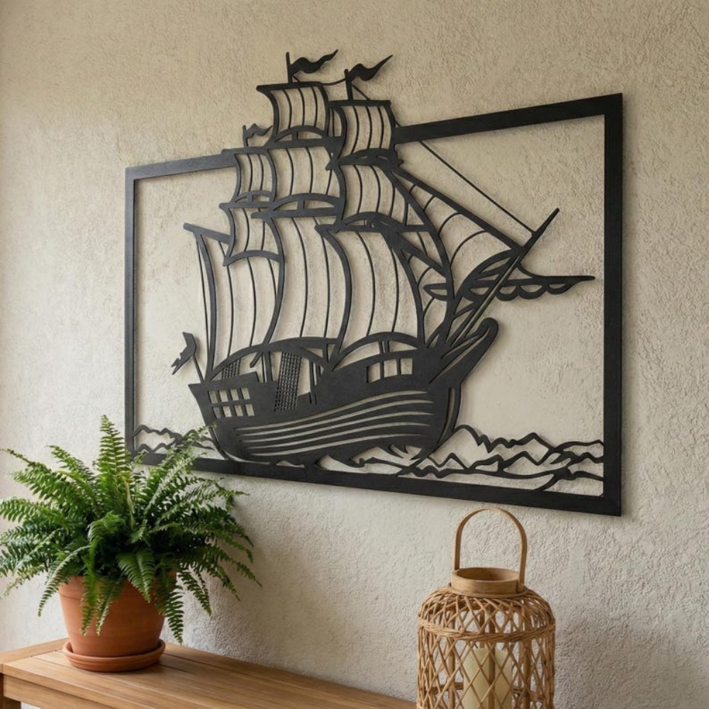 Metal Yelkenli Tekne Duvar San - Home Decor Nautical incelemesi ve fiyatı