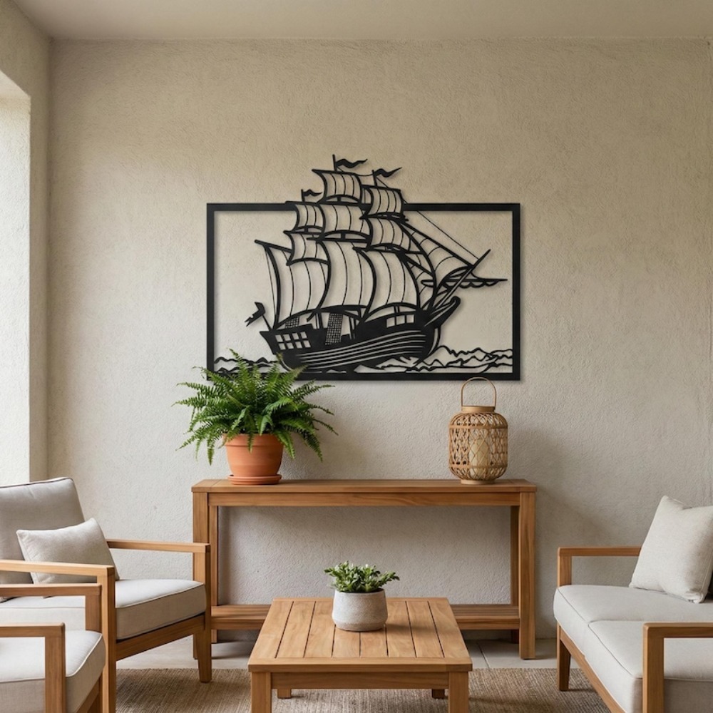 Metal Yelkenli Tekne Duvar San - Home Decor Nautical incelemesi ve fiyatı