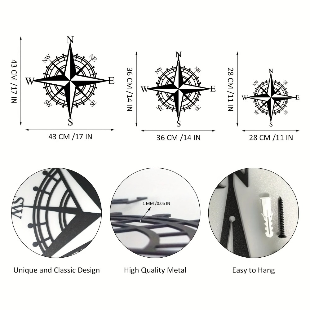 Oturma Odası için Metal Pusula - Home Decor Nautical incelemesi ve fiyatı