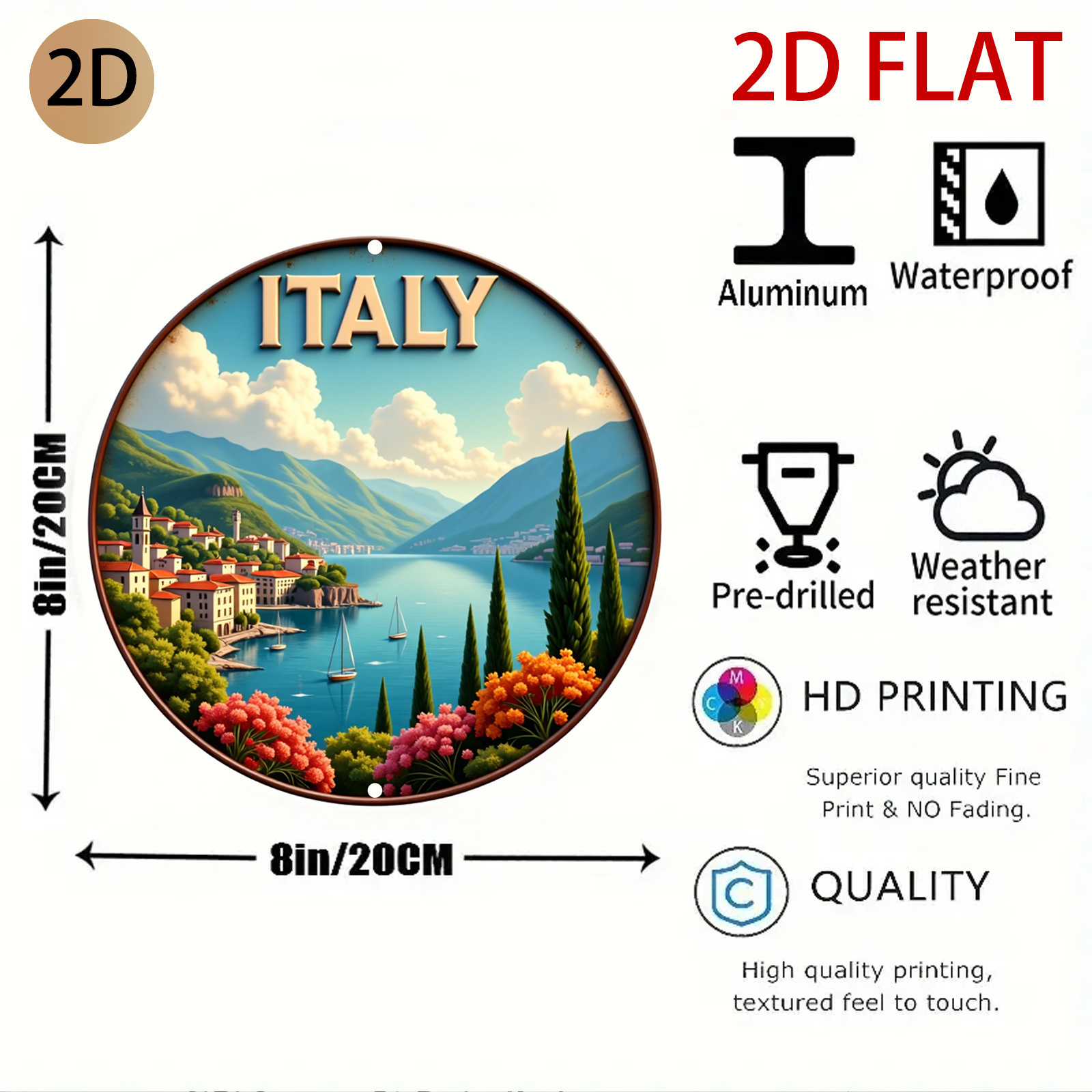 2D Düz Dairesel İtalya Manzara - Home Decor Logo Design incelemesi ve fiyatı