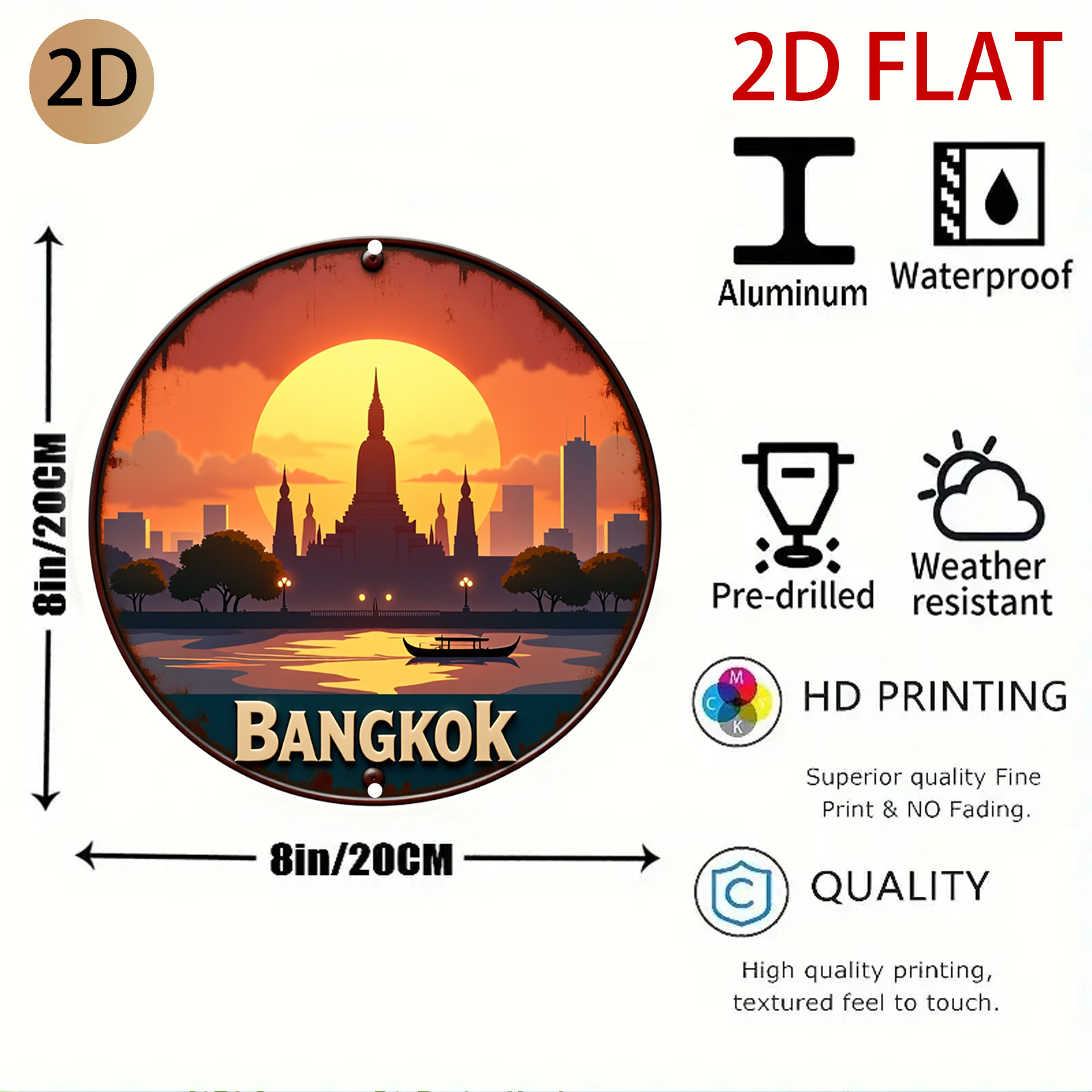 2D Düz, 2d Düz Bangkok Gün Bat - Home Decor Logo Design incelemesi ve fiyatı
