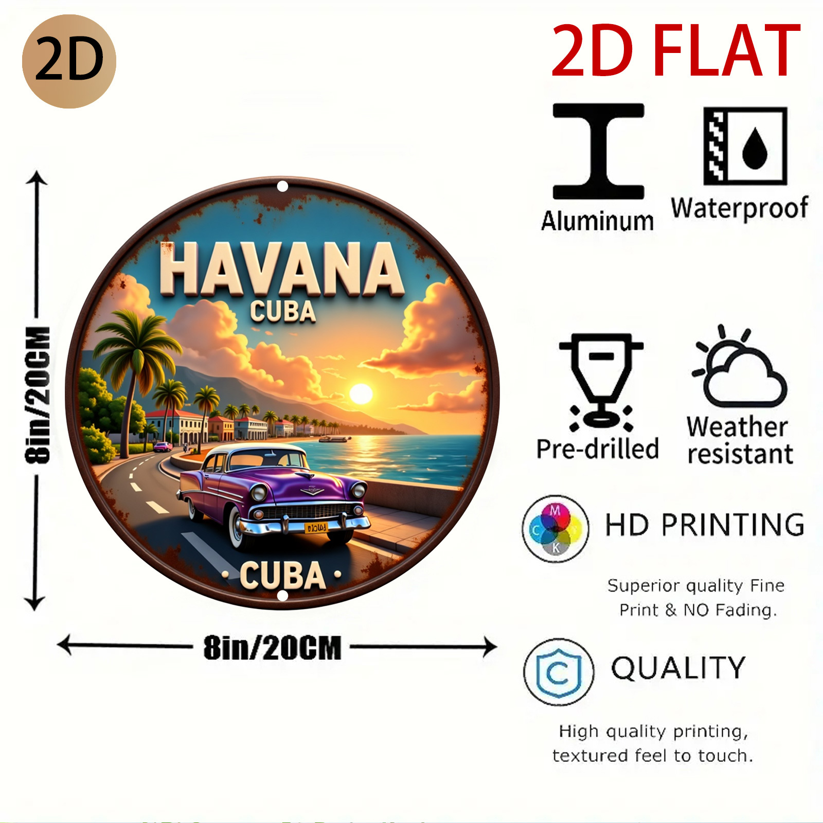 2D Düz Dairesel Havana Küba Lo - Home Decor Logo Design incelemesi ve fiyatı