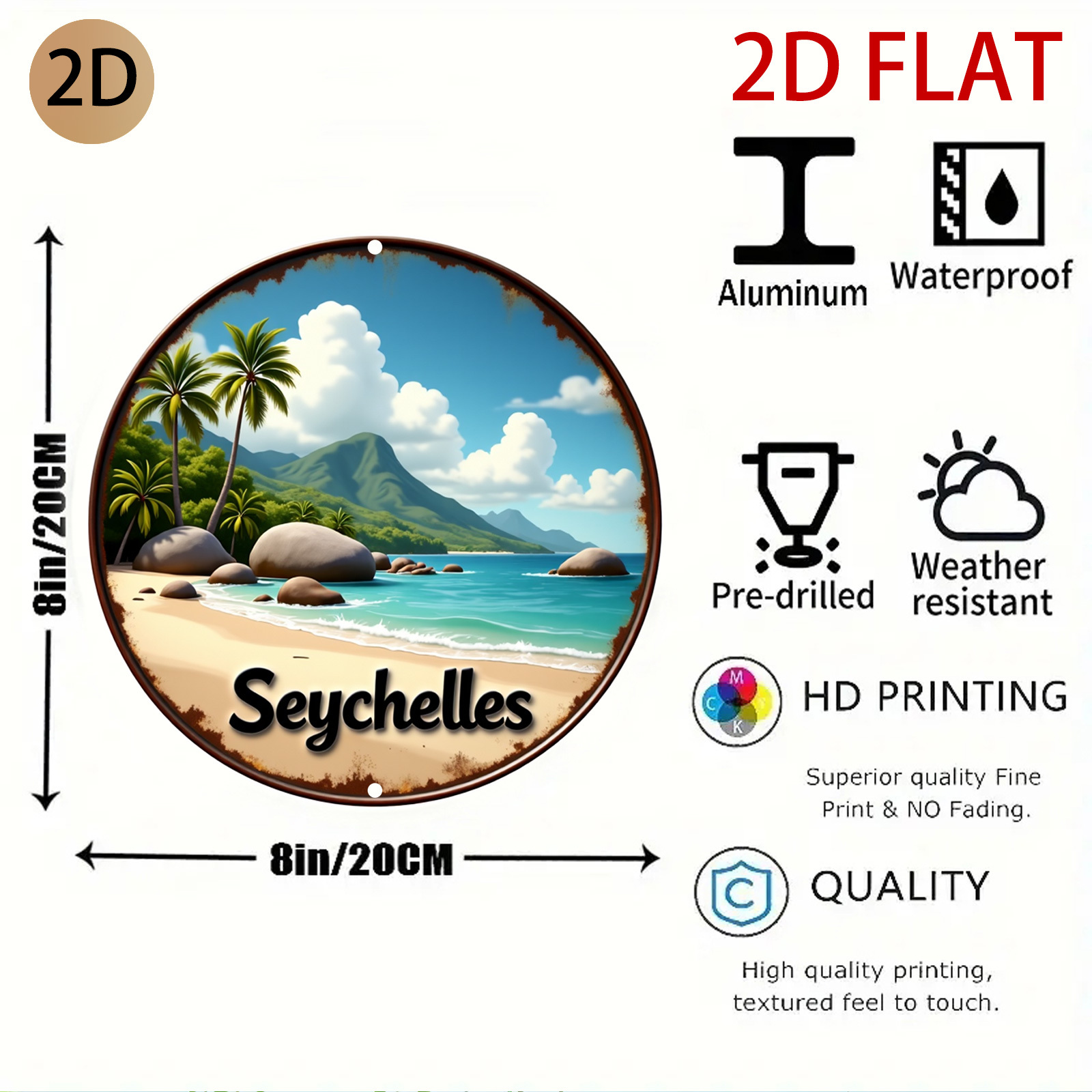 2D Düz, 2d Düz Seyşeller Plaj  - Home Decor Logo Design incelemesi ve fiyatı